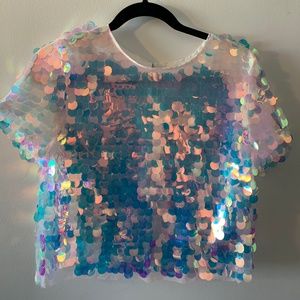 NWT FOREVER 21 Iridescent Paillette Sequins Top